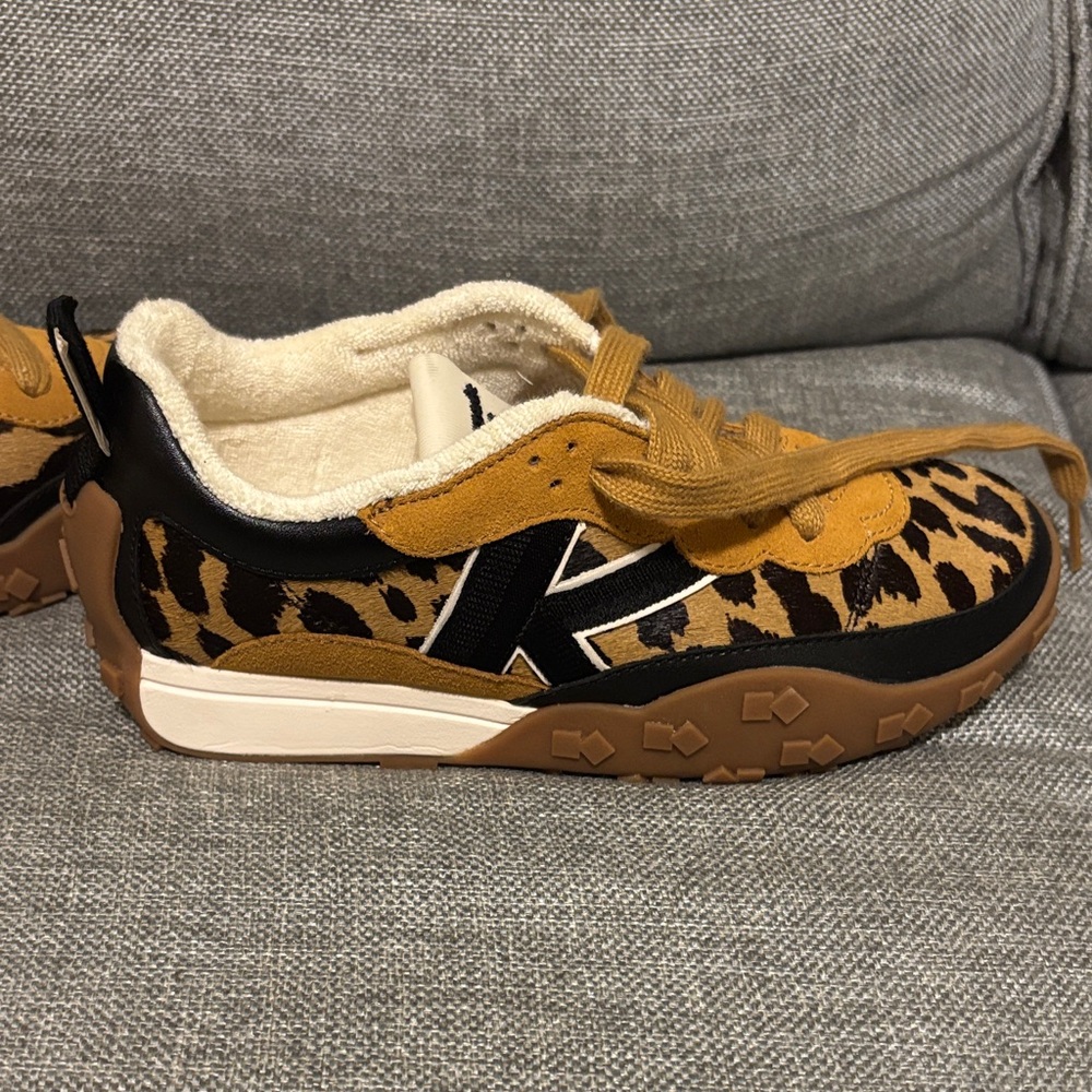 Kate Spade Leopard Print Sneakers with Black and Tan Accents